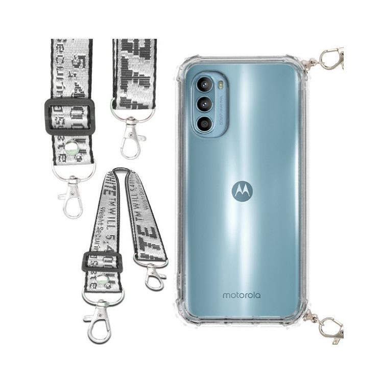 Etui Antishock ze Smyczą Białą MOTOROLA MOTO G52 Ochronne z Uchwytem Top