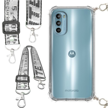 Etui Antishock ze Smyczą Białą MOTOROLA MOTO G52 Ochronne z Uchwytem Top