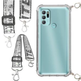 Etui Antishock ze Smyczą Białą MOTOROLA MOTO G60s Ochronne z Uchwytem Top