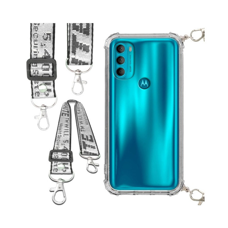 Etui Antishock ze Smyczą Białą MOTOROLA MOTO G71 5G Ochronne z Uchwytem Top