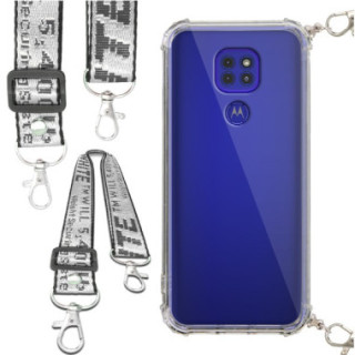 Etui Antishock ze Smyczą Białą MOTOROLA MOTO G9 / G9 PLAY/ E7 PLUS Ochronne z Uchwytem Top