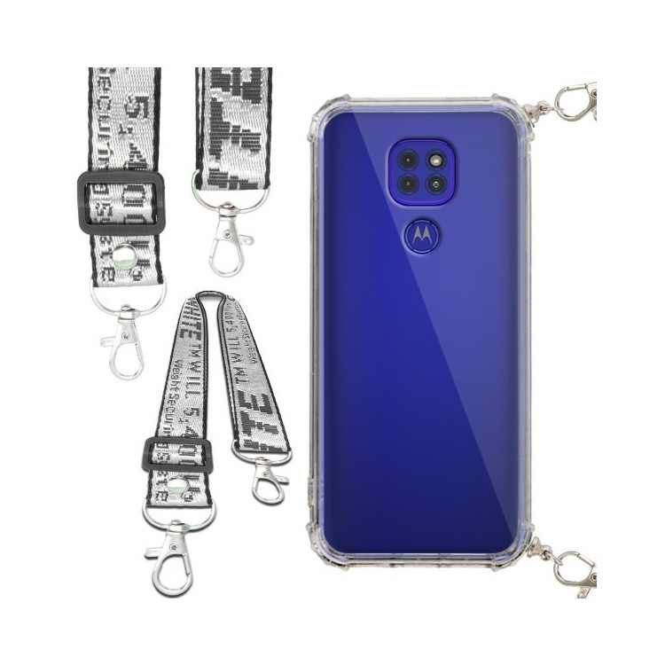 Etui Antishock ze Smyczą Białą MOTOROLA MOTO G9 / G9 PLAY/ E7 PLUS Ochronne z Uchwytem Top