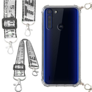 Etui Antishock ze Smyczą Białą MOTOROLA MOTO ONE FUSION Ochronne z Uchwytem Top