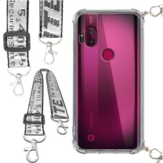 Etui Antishock ze Smyczą Białą MOTOROLA MOTO ONE HYPER Ochronne z Uchwytem Top