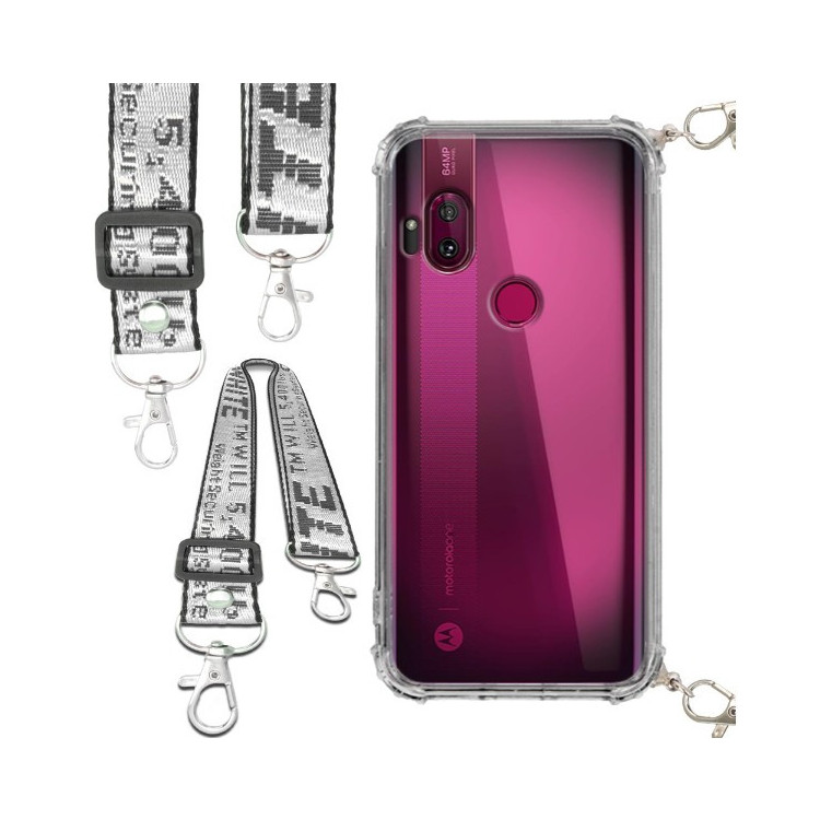 Etui Antishock ze Smyczą Białą MOTOROLA MOTO ONE HYPER Ochronne z Uchwytem Top