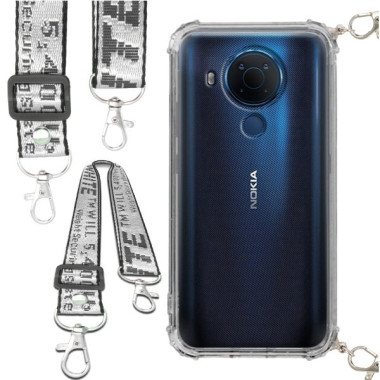 Etui Antishock ze Smyczą Białą NOKIA 5,4 Ochronne z Uchwytem Top