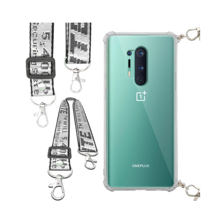 Etui Antishock ze Smyczą Białą ONEPLUS 8 PRO Ochronne z Uchwytem Top