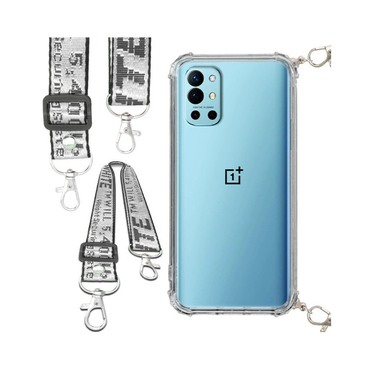 Etui Antishock ze Smyczą Białą ONEPLUS 9R Ochronne z Uchwytem Top