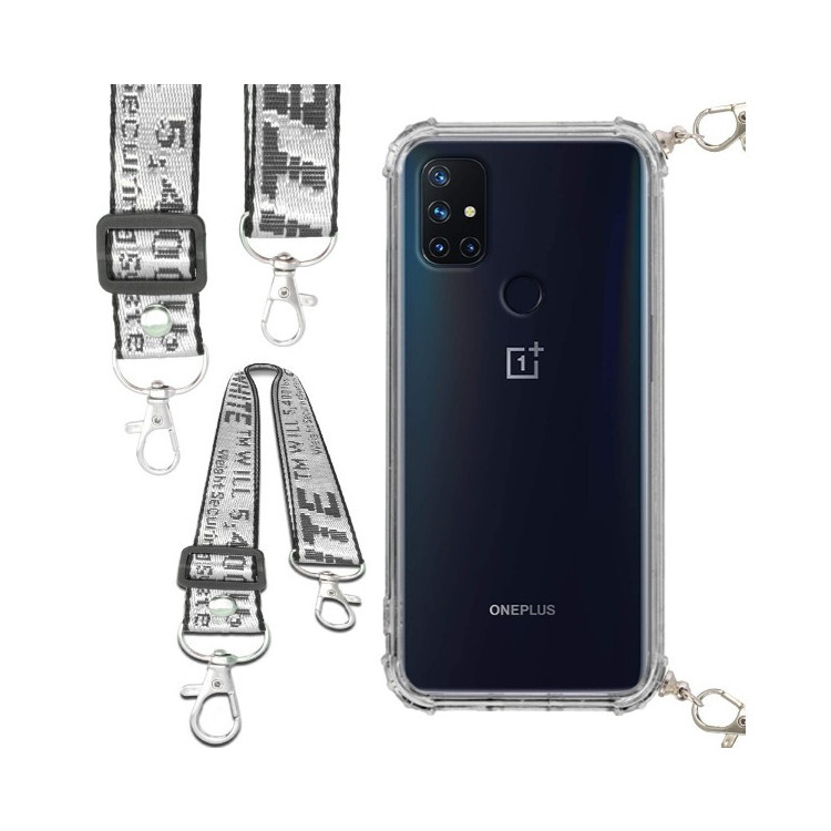 Etui Antishock ze Smyczą Białą ONEPLUS NORD N10 5G Ochronne z Uchwytem Top