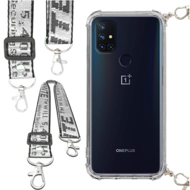 Etui Antishock ze Smyczą Białą ONEPLUS NORD N10 5G Ochronne z Uchwytem Top