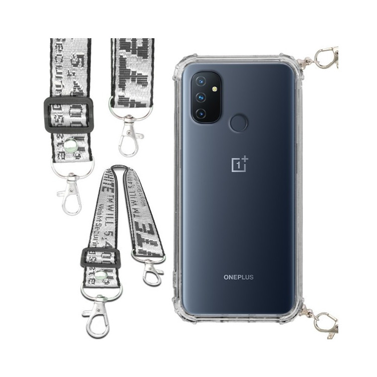 Etui Antishock ze Smyczą Białą ONEPLUS NORD N100 Ochronne z Uchwytem Top