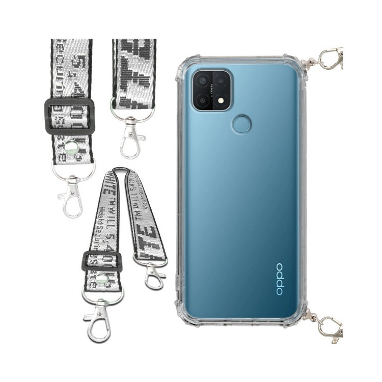 Etui Antishock ze Smyczą Białą OPPO A15 / A15S / A35 Ochronne z Uchwytem Top