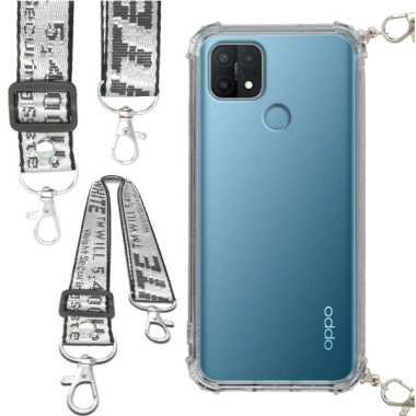 Etui Antishock ze Smyczą Białą OPPO A15 / A15S / A35 Ochronne z Uchwytem Top