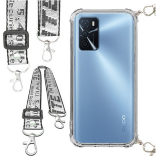 Etui Antishock ze Smyczą Białą OPPO A16 / A16S / A54S Ochronne z Uchwytem Top