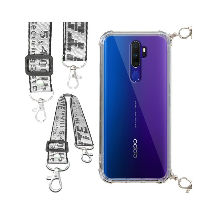 Etui Antishock ze Smyczą Białą OPPO A5 2020 / A9 2020 / A11X Ochronne z Uchwytem Top