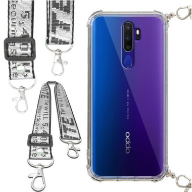 Etui Antishock ze Smyczą Białą OPPO A5 2020 / A9 2020 / A11X Ochronne z Uchwytem Top