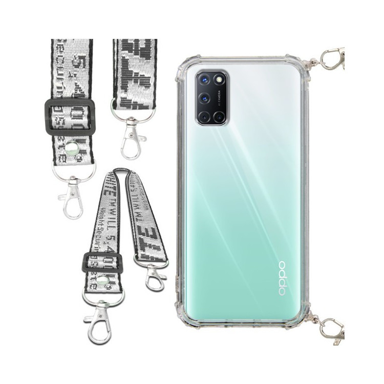 Etui Antishock ze Smyczą Białą OPPO A52 / A72 / A92 Ochronne z Uchwytem Top