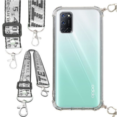 Etui Antishock ze Smyczą Białą OPPO A52 / A72 / A92 Ochronne z Uchwytem Top