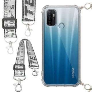 Etui Antishock ze Smyczą Białą OPPO A53 Ochronne z Uchwytem Top