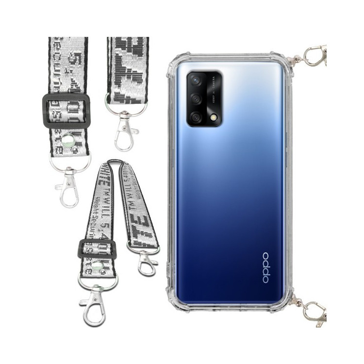 Etui Antishock ze Smyczą Białą OPPO A74 4G  Ochronne z Uchwytem Top