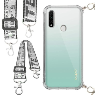 Etui Antishock ze Smyczą Białą OPPO A8 / A31 2020 Ochronne z Uchwytem Top