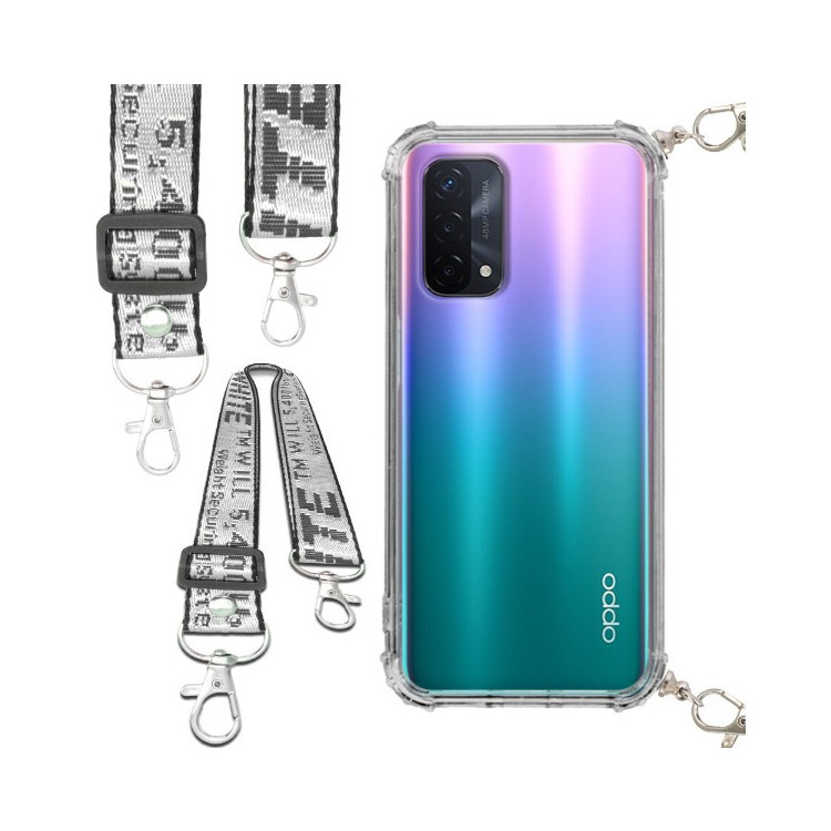 Etui Antishock ze Smyczą Białą OPPO A93 5G Ochronne z Uchwytem Top