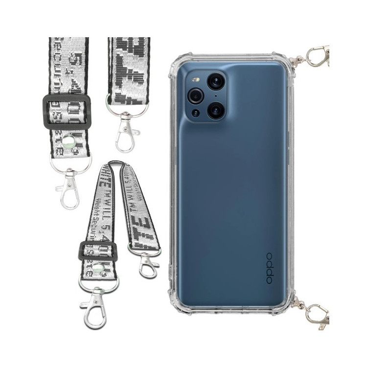 Etui Antishock ze Smyczą Białą OPPO FIND X3 / X3 PRO Ochronne z Uchwytem Top