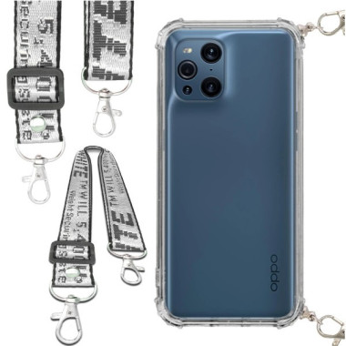 Etui Antishock ze Smyczą Białą OPPO FIND X3 / X3 PRO Ochronne z Uchwytem Top