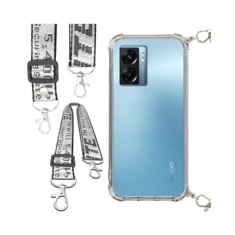 Etui Antishock ze Smyczą Białą OPPO K10 5G Ochronne z Uchwytem Top