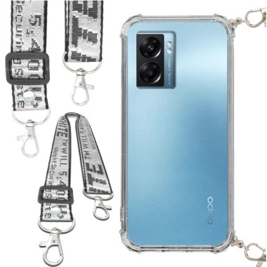 Etui Antishock ze Smyczą Białą OPPO K10 5G Ochronne z Uchwytem Top