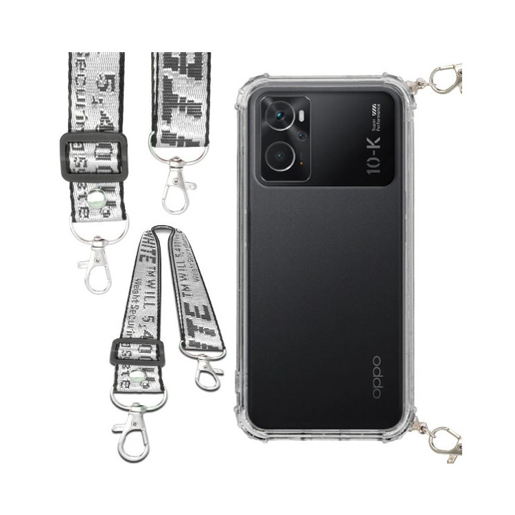 Etui Antishock ze Smyczą Białą OPPO K10 PRO 5G Ochronne z Uchwytem Top