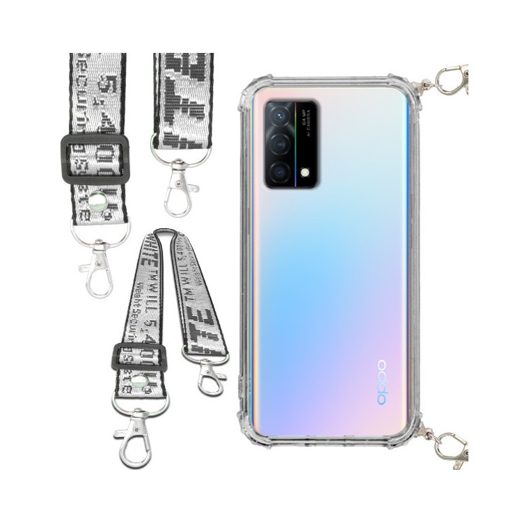 Etui Antishock ze Smyczą Białą OPPO K9 Ochronne z Uchwytem Top