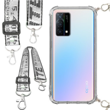 Etui Antishock ze Smyczą Białą OPPO K9 Ochronne z Uchwytem Top