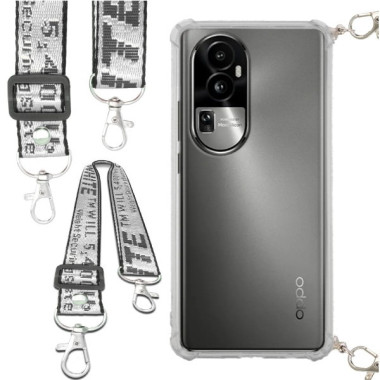 Etui Antishock ze Smyczą Białą OPPO RENO 10 PRO Ochronne z Uchwytem Top