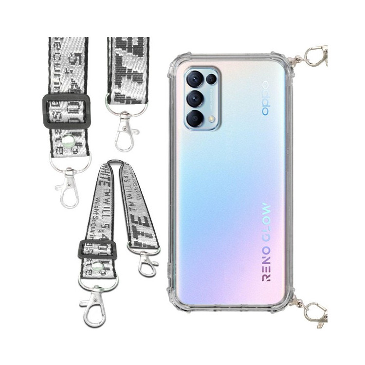 Etui Antishock ze Smyczą Białą OPPO RENO 5 / RENO 5 5G / RENO 5K Ochronne z Uchwytem Top