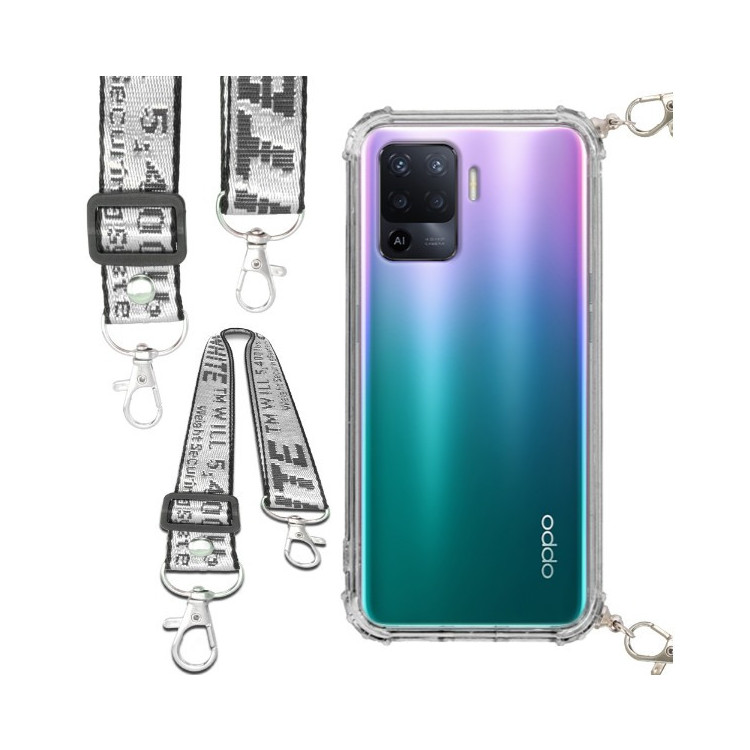 Etui Antishock ze Smyczą Białą OPPO RENO 5 LITE / RENO 5F/ A94 4G Ochronne z Uchwytem Top