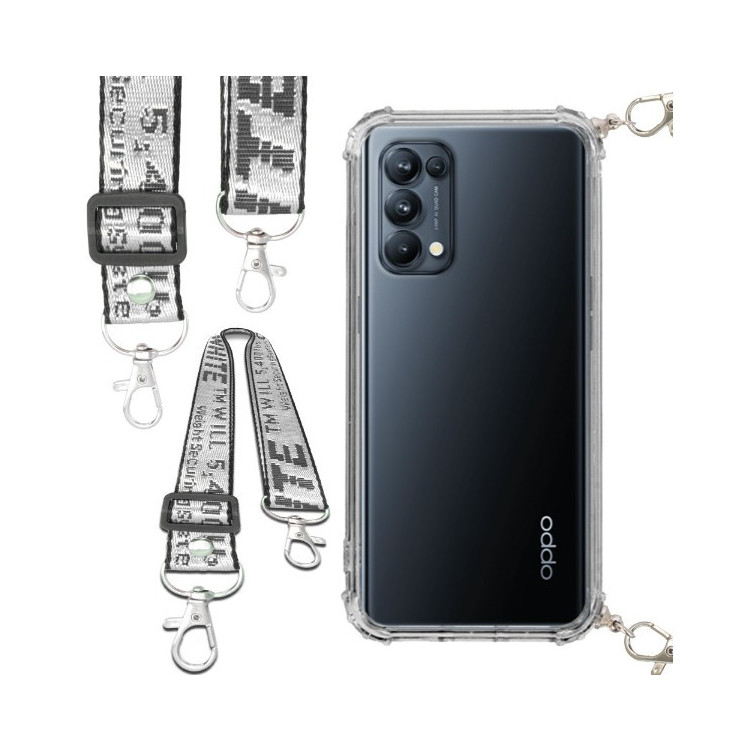 Etui Antishock ze Smyczą Białą OPPO RENO 6 Ochronne z Uchwytem Top