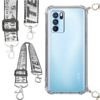 Etui Antishock ze Smyczą Białą OPPO RENO 6 5G Ochronne z Uchwytem Top