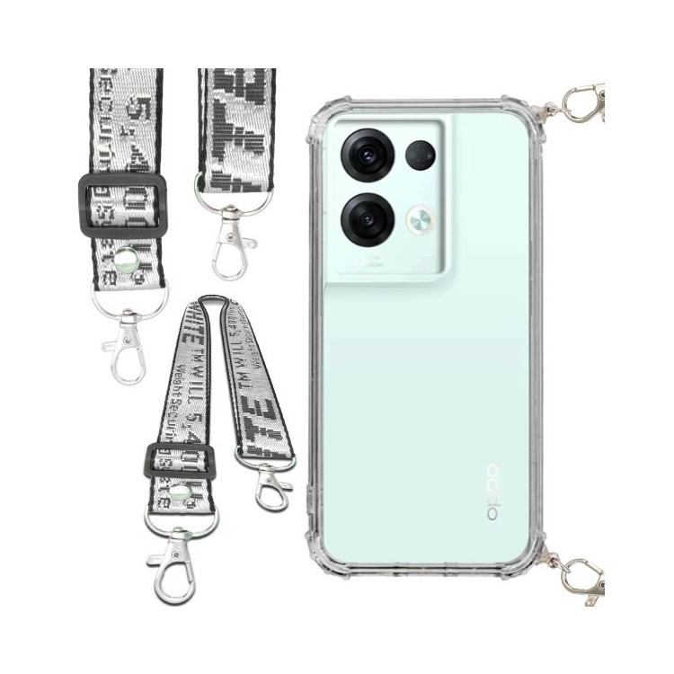 Etui Antishock ze Smyczą Białą OPPO RENO 8 / 8 5G Ochronne z Uchwytem Top