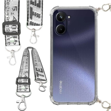 Etui Antishock ze Smyczą Białą REALME 10 4G Ochronne z Uchwytem Top