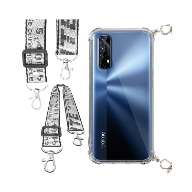 Etui Antishock ze Smyczą Białą REALME 7 Ochronne z Uchwytem Top