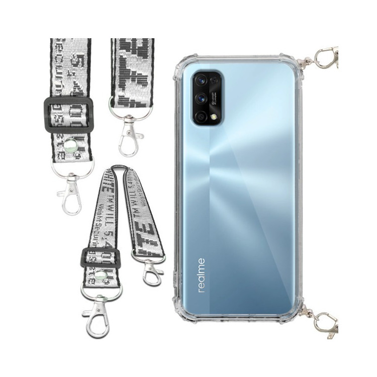 Etui Antishock ze Smyczą Białą REALME 7 PRO Ochronne z Uchwytem Top