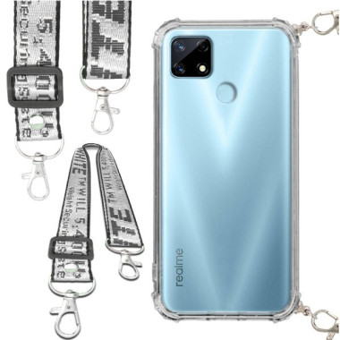 Etui Antishock ze Smyczą Białą REALME 7I / C12 RMX 2193 Ochronne z Uchwytem Top