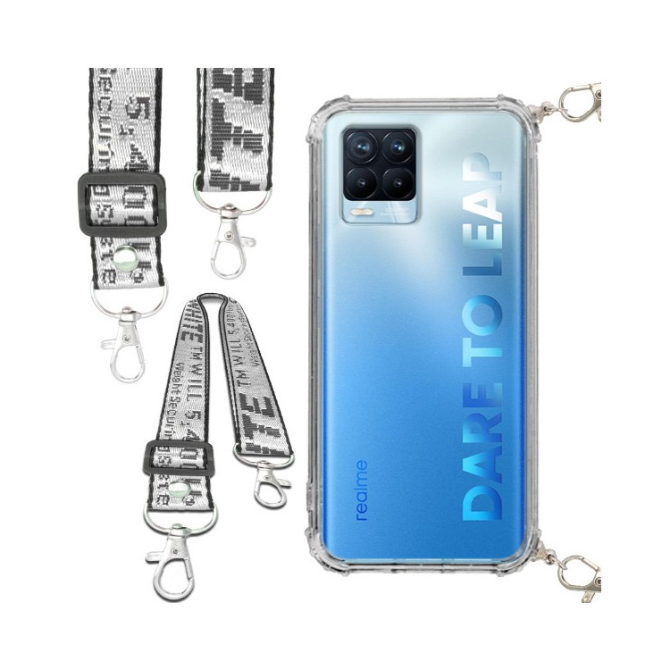 Etui Antishock ze Smyczą Białą REALME 8 / 8 PRO Ochronne z Uchwytem Top