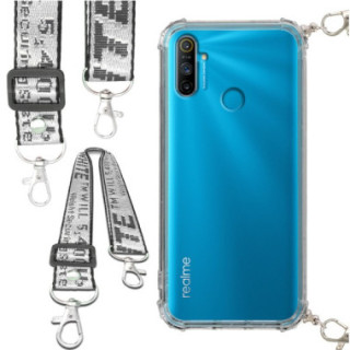 Etui Antishock ze Smyczą Białą REALME C3 Ochronne z Uchwytem Top