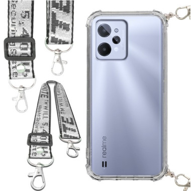 Etui Antishock ze Smyczą Białą REALME C31 Ochronne z Uchwytem Top