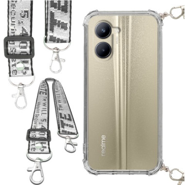 Etui Antishock ze Smyczą Białą REALME C33 Ochronne z Uchwytem Top