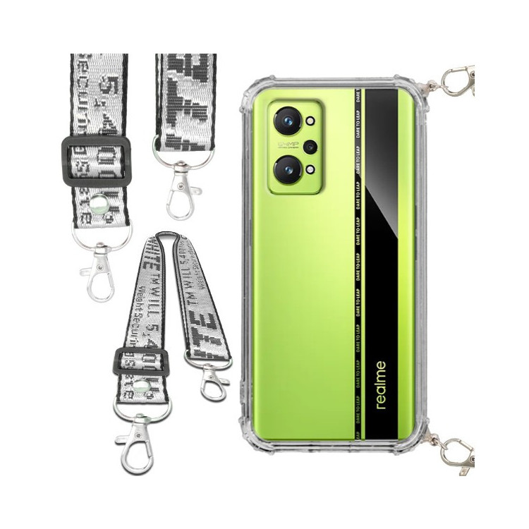 Etui Antishock ze Smyczą Białą REALME GT2 PRO 5G Ochronne z Uchwytem Top