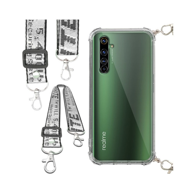 Etui Antishock ze Smyczą Białą REALME X50 PRO Ochronne z Uchwytem Top