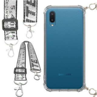 Etui Antishock ze Smyczą Białą SAMSUNG GALAXY A02 / M02 4G Ochronne z Uchwytem Top